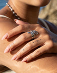Detailed Snake Ring - Silver (Adjustable)